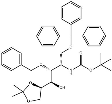 D-Galactitol, 2-deoxy-2-(1,1-dimethylethoxy)carbonylamino-5,6-O-(1-methylethylidene)-3-O-(phenylmethyl)-1-O-(triphenylmethyl)- Structure