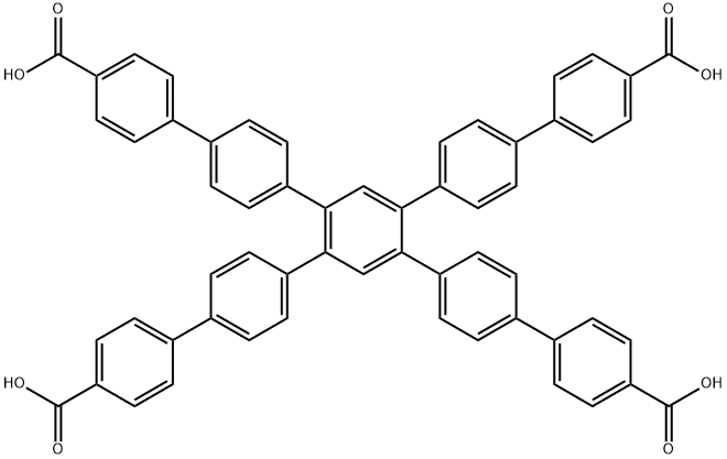 4'',5''-Bis(4'-carboxy[1,1'-biphenyl]-4-yl)[1,1':4',1'':2'',1''':4''',1''''-quinquephenyl]-4,4''''-dicarboxylic acid 结构式