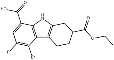 2-Ethyl 5-bromo-6-fluoro-2,3,4,9-tetrahydro-1H-carbazole-2,8-dicarboxylate Struktur