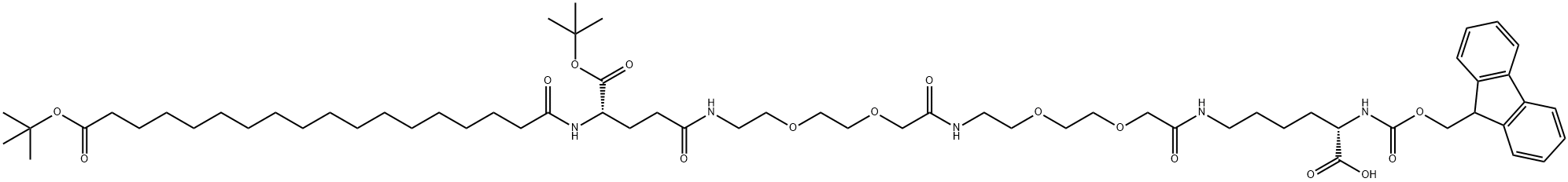 (3S,30S)-3-羧基-30-(叔丁氧羰基)- 9,18,27,32-四氧代-11,14,20,23-四氧杂-2,8,17,26,31-五氮杂四十九烷二酸 49-叔丁酯 1-(9H-芴-9-基甲基)酯, 1662688-20-1, 结构式