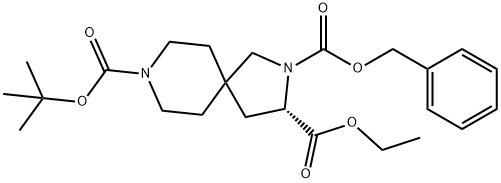 2,8-Diazaspiro[4.5]decane-2,3,8-tricarboxylic acid, 8-(1,1-dimethylethyl) 3-ethyl 2-(phenylmethyl) ester, (3S)- 结构式
