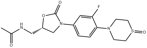 (S)-N-((3-(3-氟-4-(1-氧负基硫代吗啉代)苯基)-2-氧亚基噁唑烷-5-基)甲基)醋胺石, 168828-60-2, 结构式