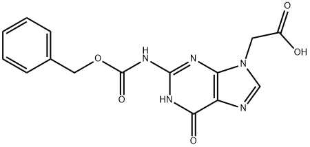 2-(ベンジルオキシカルボニルアミノ)-6-オキソ-1,6-ジヒドロ-9H-プリン-9-酢酸 化学構造式
