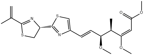 2,6-Heptadienoic acid, 7-[(4'S)-4',5'-dihydro-2'-(1-methylethenyl)[2,4'-bithiazol]-4-yl]-3,5-dimethoxy-4-methyl-, methyl ester, (2E,4R,5S,6E)- Struktur