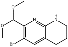 6-ブロモ-7-(ジメトキシメチル)-1,2,3,4-テトラヒドロ-1,8-ナフチリジン 化学構造式