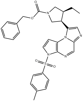 Benzyl (3S,4R)-3-ethyl-4-(3-tosyl-3H-imidazo[1,2-a]pyrrolo[2,3-e]pyrazin-8-yl)pyrrolidine-1-carboxylate,1708997-42-5,结构式