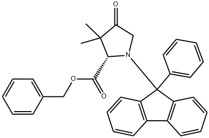 L-Proline, 3,3-dimethyl-4-oxo-1-(9-phenyl-9H-fluoren-9-yl)-, phenylmethyl ester Structure