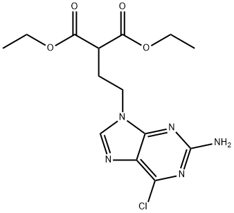 Propanedioic acid, 2-[2-(2-amino-6-chloro-9H-purin-9-yl)ethyl]-, 1,3-diethyl ester Structure