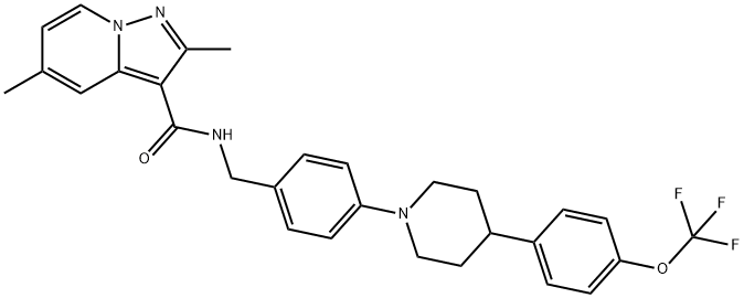 Pyrazolo[1,5-a]pyridine-3-carboxamide, 2,5-dimethyl-N-[[4-[4-[4-(trifluoromethoxy)phenyl]-1-piperidinyl]phenyl]methyl]- 结构式