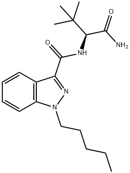 1H-Indazole-3-carboxamide, N-[(1S)-1-(aminocarbonyl)-2,2-dimethylpropyl]-1-pentyl- Struktur