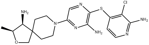 (3S,4S)-8-(6-amino-5-((2-amino-3-chloropyridin-4-yl)thio)pyrazin-2-yl)-3-methyl-2-oxa-8-azaspiro[4.5]decan-4-amine 2,2,2-trifluoroacetate|(3S,4S)-8-(6-氨基-5-((2-氨基-3-氯吡啶基-4-基)硫代)吡嗪-2-基)-3-甲基-2-氧杂-8-氮杂螺[4.5]癸-4-胺