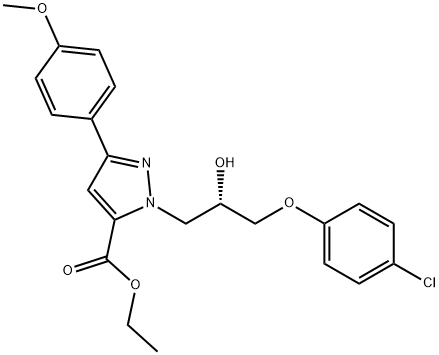 1H-Pyrazole-5-carboxylic acid, 1-[(2S)-3-(4-chlorophenoxy)-2-hydroxypropyl]-3-(4-methoxyphenyl)-, ethyl ester Structure