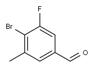 4-溴-3-氟-5-甲基苯甲醛,1805553-88-1,结构式