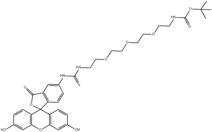 荧光素-三聚乙二醇-氨基甲酰叔丁酯, 1807534-77-5, 结构式