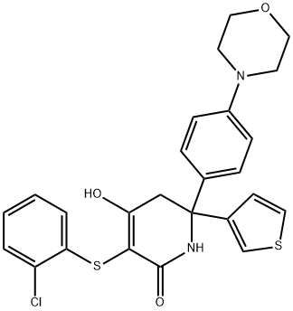 2(1H)-Pyridinone, 3-[(2-chlorophenyl)thio]-5,6-dihydro-4-hydroxy-6-[4-(4-morpholinyl)phenyl]-6-(3-thienyl)-|化合物 T27421