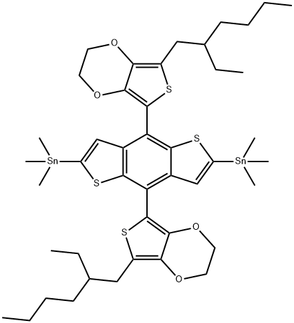 (4,8-bis(7-(2-ethylhexyl)-2,3-dihydrothieno[3,4-b][1,4]dioxin-5-yl)benzo[1,2-b:4,5-b']dithiophene-2,6-diyl)bis(trimethylstannane) Structure