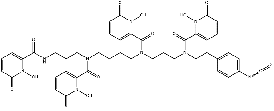2-Pyridinecarboxamide, N-[3-[[(1,6-dihydro-1-hydroxy-6-oxo-2-pyridinyl)carbonyl]amino]propyl]-N-[4-[[(1,6-dihydro-1-hydroxy-6-oxo-2-pyridinyl)carbonyl][3-[[(1,6-dihydro-1-hydroxy-6-oxo-2-pyridinyl)carbonyl][2-(4-isothiocyanatophenyl)ethyl]amino]propyl]amino]butyl]-1,6-dihydro-1-hydroxy-6-oxo- Structure