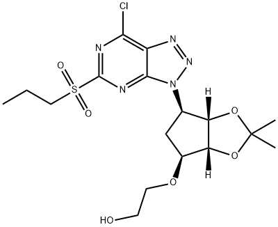2-(((3AR,4S,6R,6AS)-6-(7-氯-5-(丙基磺酰基)-3H-[1,2,3]三唑并[4,5-D]嘧啶-3-基)-2,2-二甲基四氢-3AH-环戊二烯并[D] [1,3]二氧杂环戊烯-4-基)氧基)乙醇 结构式