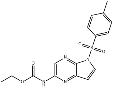 Carbamic acid,N-[5-[(4-methylphenyl)sulfonyl]-5H-pyrrolo[2,3-b]pyrazin-2-yl]-, ethyl este 化学構造式