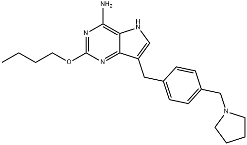 2-butoxy-7-[[4-(1-pyrrolidinylmethyl)phenyl]methyl]-5H-pyrrolo[3,2-d]pyrimidin-4-amine Structure