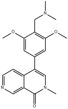 2-メチル-4-[3,5-ジメトキシ-4-[(ジメチルアミノ)メチル]フェニル]-2,7-ナフチリジン-1(2H)-オン 化学構造式