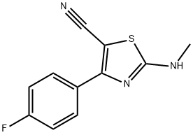 4-(4-氟苯基)-2-(甲氨基)噻唑-5-甲腈, 1889035-49-7, 结构式