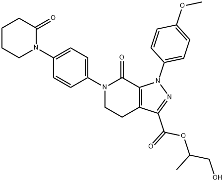 1H-Pyrazolo[3,4-c]pyridine-3-carboxylic acid, 4,5,6,7-tetrahydro-1-(4-methoxyphenyl)-7-oxo-6-[4-(2-oxo-1-piperidinyl)phenyl]-, 2-hydroxy-1-methylethyl ester, 1904628-11-0, 结构式