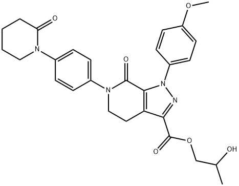 1H-Pyrazolo[3,4-c]pyridine-3-carboxylic acid, 4,5,6,7-tetrahydro-1-(4-methoxyphenyl)-7-oxo-6-[4-(2-oxo-1-piperidinyl)phenyl]-, 2-hydroxypropyl ester,1904628-12-1,结构式
