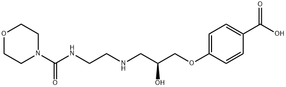 Benzoic acid, 4-[(2S)-2-hydroxy-3-[[2-[(4-morpholinylcarbonyl)amino]ethyl]amino]propoxy]- Structure