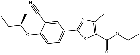 5-Thiazolecarboxylic acid, 2-[3-cyano-4-[(1R)-1-methylpropoxy]phenyl]-4-methyl-, ethyl ester, 1910063-08-9, 结构式