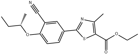 5-Thiazolecarboxylic acid, 2-[3-cyano-4-[(1S)-1-methylpropoxy]phenyl]-4-methyl-, ethyl ester 结构式