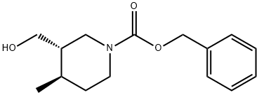 1-Piperidinecarboxylic acid, 3-(hydroxymethyl)-4-methyl-, phenylmethyl ester, (3S,4R)-,1931957-17-3,结构式