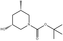 1-Piperidinecarboxylic acid, 3-hydroxy-5-methyl-, 1,1-dimethylethyl ester, (3R,5S)- Structure