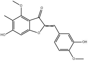 3(2H)-Benzofuranone, 6-hydroxy-2-[(3-hydroxy-4-methoxyphenyl)methylene]-4-methoxy-5-methyl- Structure