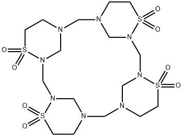 4,12,16,24-Tetrathia-1,3,7,9,13,15,19,21-octaazapentacyclo[19.3.1.13,7.19,13.115,19]octacosane, 4,4,12,12,16,16,24,24-octaoxide Struktur