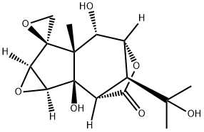 (1aS,7S,7aR,8S)-1a,1b,5,6,6a,7a-Hexahydro-1bα,6β-dihydroxy-6aα-methyl-8-(1-methyl-1-hydroxyethyl)spiro[2α,5α-methano-7H-oxireno[3,4]cyclopent[1,2-d]oxepine-7,2'-oxiran]-3(2H)-one Struktur
