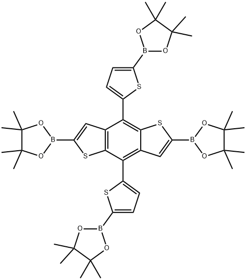 2,2'-(5,5'-(2,6-双(4,4,5,5-四甲基-1,3,2-二氧杂硼戊烷-2-基)苯并[1,2-B:4Chemicalbook,5-B']二噻吩-4,8-二基)双(噻吩-5,2-二基))双(4,4,5,5-四甲基-1,3,2-二氧杂硼戊烷),1942110-76-0,结构式