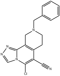 1956327-52-8 1,2,4-Triazolo[3,4-a][2,7]naphthyridine-6-carbonitrile, 5-chloro-7,8,9,10-tetrahydro-9-(phenylmethyl)- Reaxys Registry Number: 31016171