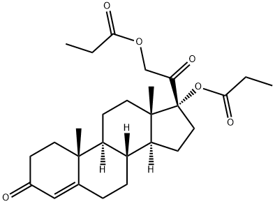 Pregn-4-ene-3,20-dione, 17,21-bis(1-oxopropoxy)- Struktur