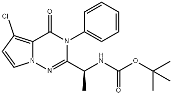 (S)-(1-(5-氯-4-氧代-3-苯基-3,4-二氢吡咯并[2,1-F][1,2,4]三嗪-2-基)乙基)氨基甲酸叔丁酯 结构式