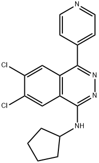 1-[6,7-ジクロロ-4-(シクロペンチルアミノ)フタラジン-1-カルボニル]ピペリジン-4-オール 化学構造式