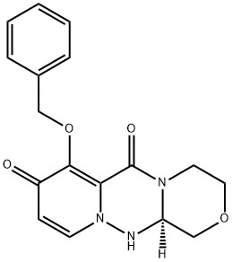 (R)-7-(benzyloxy)- 3,4,12,12a-tetrahydro- 1H-[1,4]oxazino[3,4- c]pyrido[2,1-f][1,2,4]- triazine-6,8-dione Structure