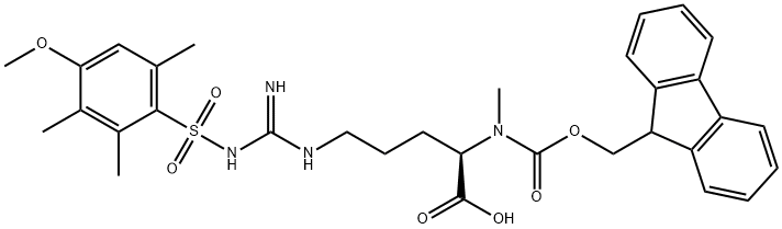 D-Ornithine, N2-[(9H-fluoren-9-ylmethoxy)carbonyl]-N5-[imino[[(4-methoxy-2,3,6-trimethylphenyl)sulfonyl]amino]methyl]-N2-methyl- Structure