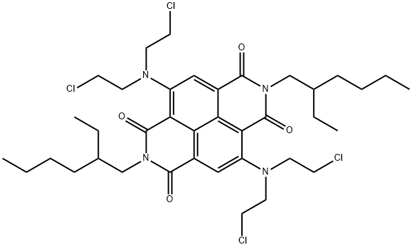 Benzo[lmn][3,8]phenanthroline-1,3,6,8(2H,7H)-tetrone, 4,9-bis[bis(2-chloroethyl)amino]-2,7-bis(2-ethylhexyl)- Struktur