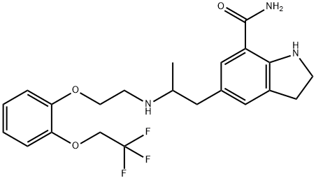 1H-Indole-7-carboxamide, 2,3-dihydro-5-[2-[[2-[2-(2,2,2-trifluoroethoxy)phenoxy]ethyl]amino]propyl]- Structure