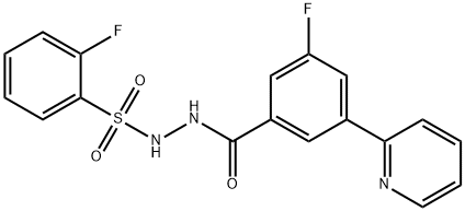 2-Fluoro-N-(3-fluoro-5-pyridin-2-yl-benzoyl)-benzenesulfonhydrazine Structure
