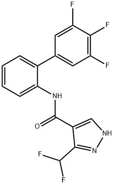 3-(ジフルオロメチル)-N-(3′,4′,5′-トリフルオロ-2-ビフェニリル)-1H-ピラゾール-4-カルボアミド 化学構造式