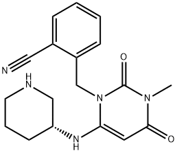 (R)-2-((3-methyl-2,4-dioxo-6-(piperidin-3-ylamino)-3,4-Dihydro- pyrimidin-1(2H)-yl)methyl)benzonitrile hydrogen chloride Structure