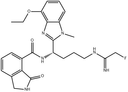 1H-Isoindole-4-carboxamide, N-[(1S)-1-(4-ethoxy-1-methyl-1H-benzimidazol-2-yl)-4-[(2-fluoro-1-iminoethyl)amino]butyl]-2,3-dihydro-3-oxo- Structure