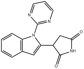 2,5-Pyrrolidinedione, 3-[1-(2-pyrimidinyl)-1H-indol-2-yl]- Struktur